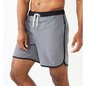 SONOMA Swim Trunks XL Gray Black Zip Pocket Drawstring Stretch Waistband Mesh